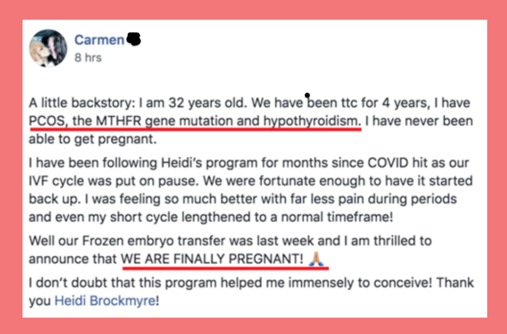 Happy client review PCOS